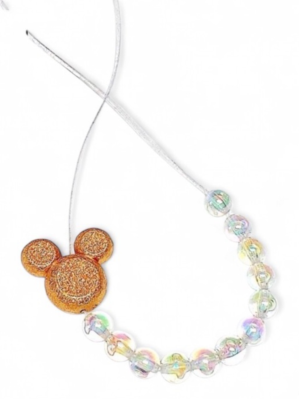 Handmade Disney Mickey Mouse Rainbow Adjustable Necklace Aurora Beads Gold Focal